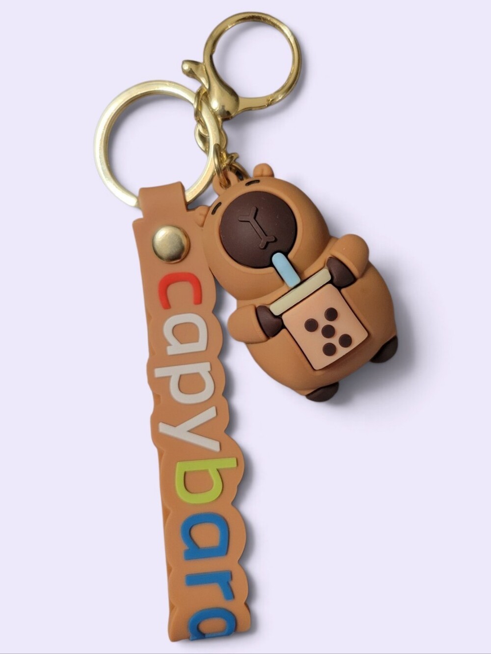 Capybara Brown Boba Keychain for Kids